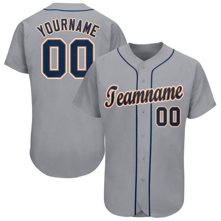 Custom Gray Navy-Orange Baseball Jersey Shirt Custom Your Team Name Number For Men Women Kid 511513