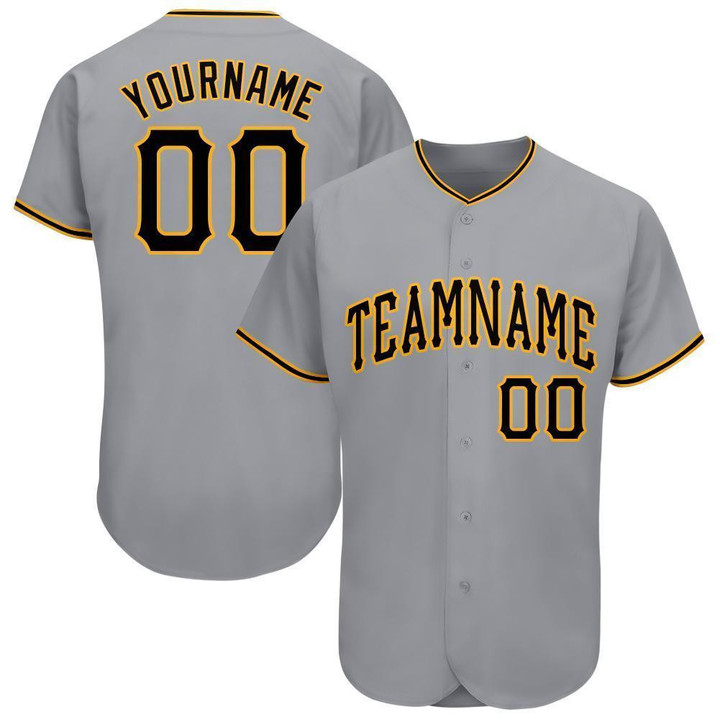 Custom Gray Black-Gold Baseball Jersey Shirt Custom Your Team Name Number For Men Women Kid 511513