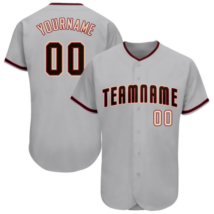 Custom Gray Black-Khaki Baseball Jersey Shirt Custom Your Team Name Number For Men Women Kid 511513
