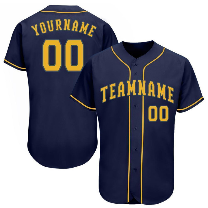 Custom Navy Gold Baseball Jersey Shirt Custom Your Team Name Number For Men Women Kid 511513