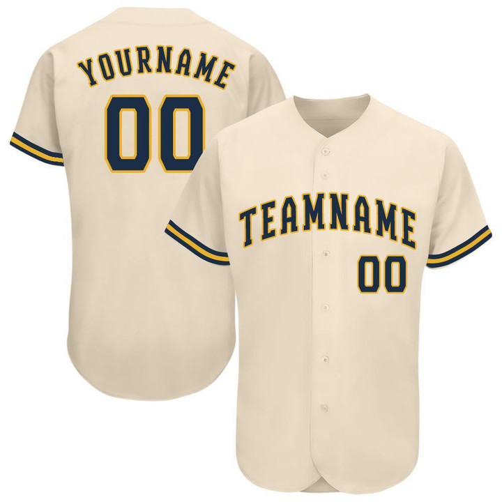 Custom Cream Navy-Gold Baseball Jersey Shirt Custom Your Team Name Number For Men Women Kid 511513