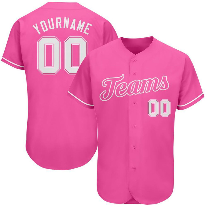 Custom Pink White Baseball Jersey Shirt Custom Your Team Name Number For Men Women Kid 511513
