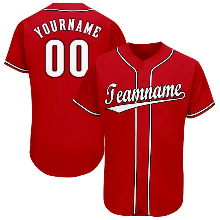 Custom Red White-Black Baseball Jersey Shirt Custom Your Team Name Number For Men Women Kid 511513