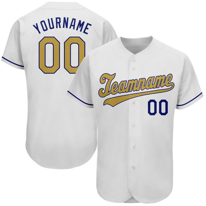 Custom White Old Gold-Royal Baseball Jersey Shirt Custom Your Team Name Number For Men Women Kid 511513