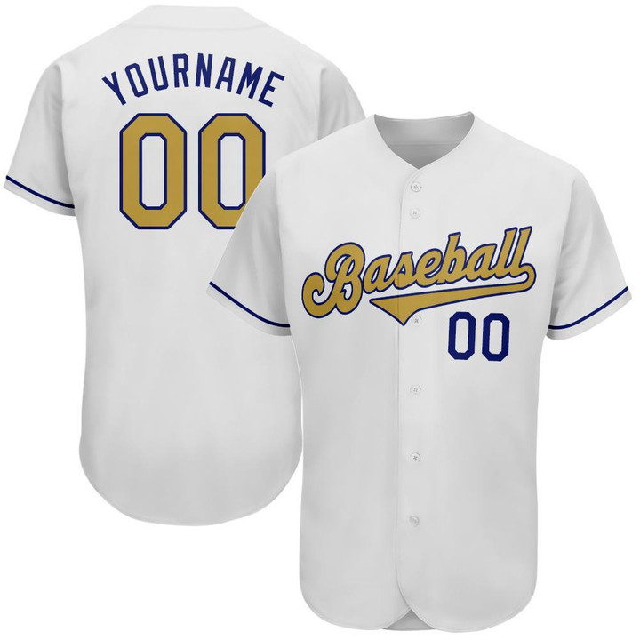 Custom White Old Gold-Royal Baseball Jersey Shirt Custom Your Team Name Number For Men Women Kid 511513