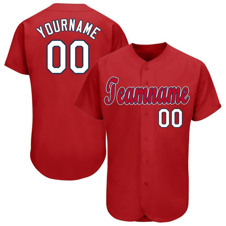 Custom Red White-Navy Baseball Jersey Shirt Custom Your Team Name Number For Men Women Kid 511513
