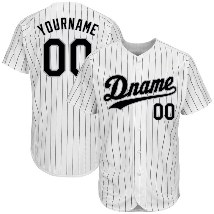 Custom White Black Pinstripe Black-Gray Baseball Jersey Shirt Custom Your Team Name Number For Men Women Kid 511513