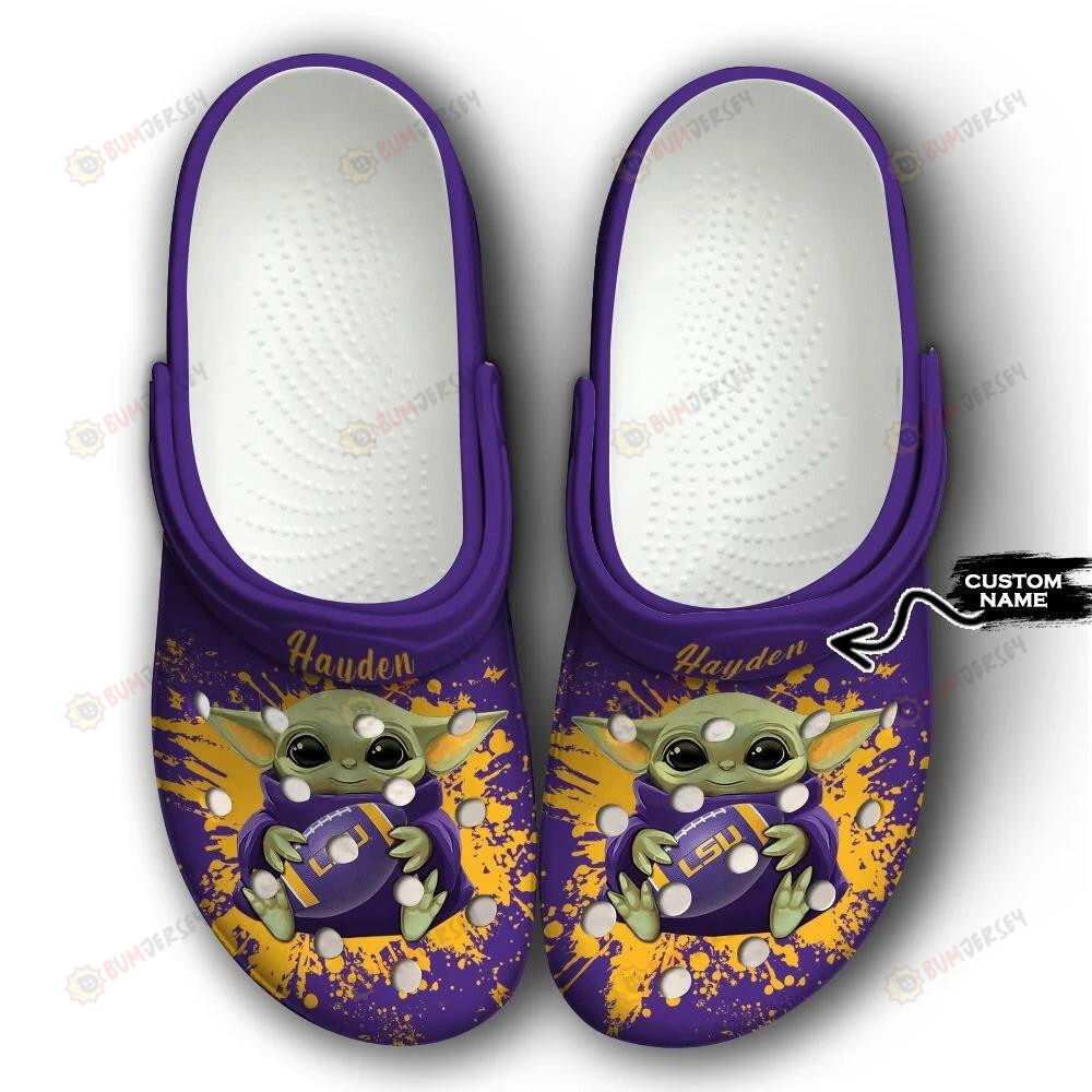Lsu Tigers Baby Yoda Custom Name Crocs Classic Clogs Shoes
