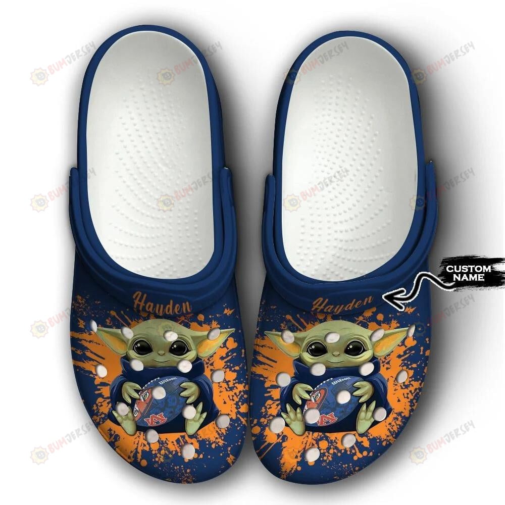 Auburn Tigers Baby Yoda Custom Name Crocs Classic Clogs Shoes