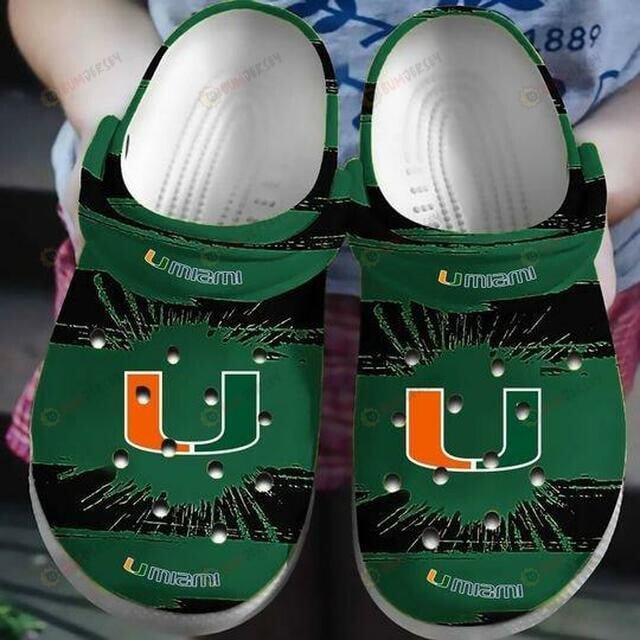 Miami Hurricanes In Green Crocs Crocband Clog Comfortable Water Shoes