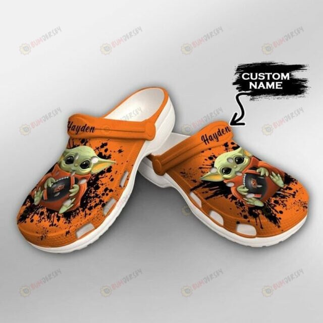 Oklahoma State Cowboys Baby Yoda Custom Name Crocs Crocband Clog Comfortable Water Shoes