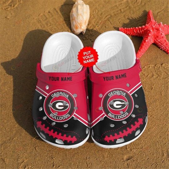 Georgia Bulldogs Custom Name Crocs Classic Clogs Shoes In Red Black