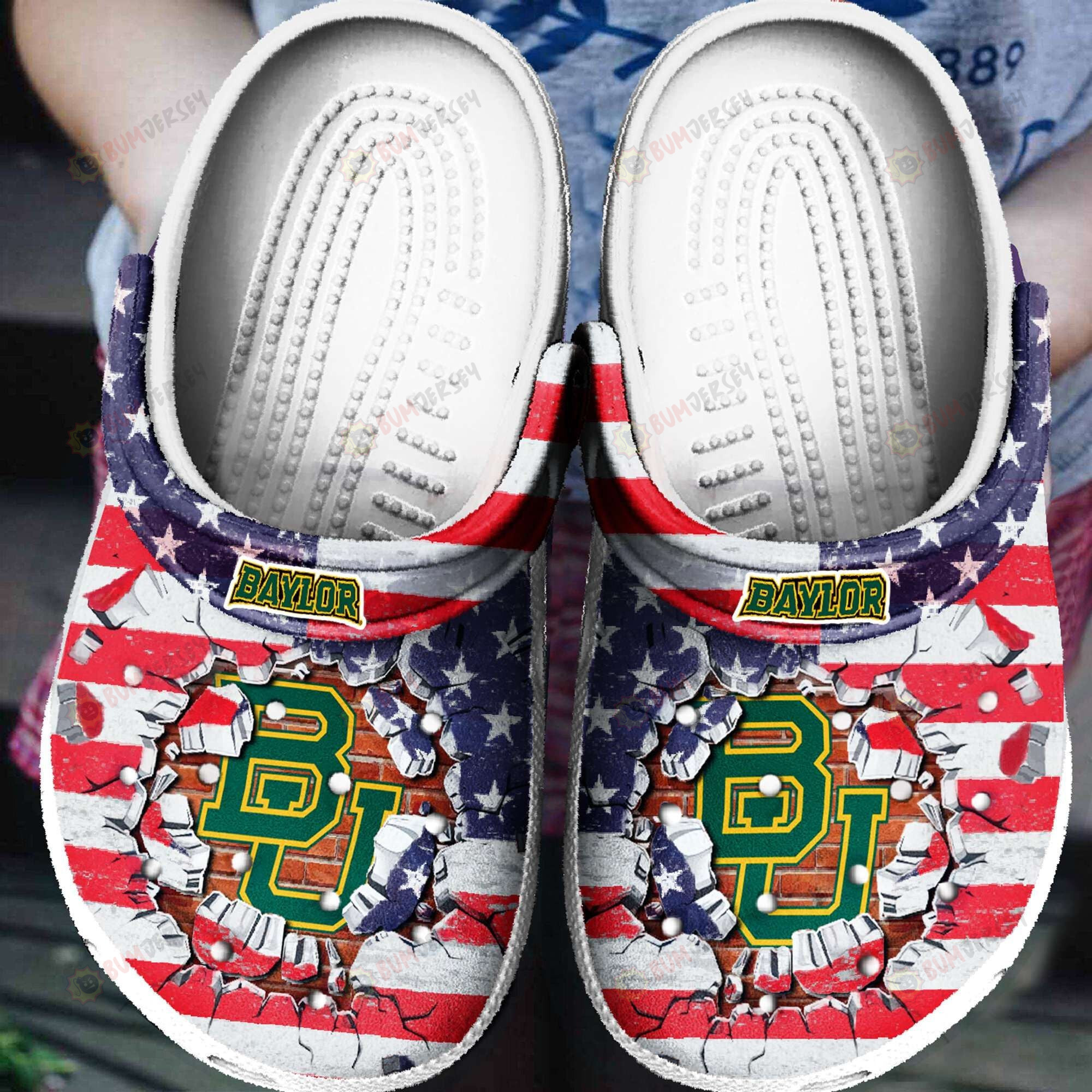 Baylor Bears Amercan Flag Pattern Crocs Classic Clogs Shoes