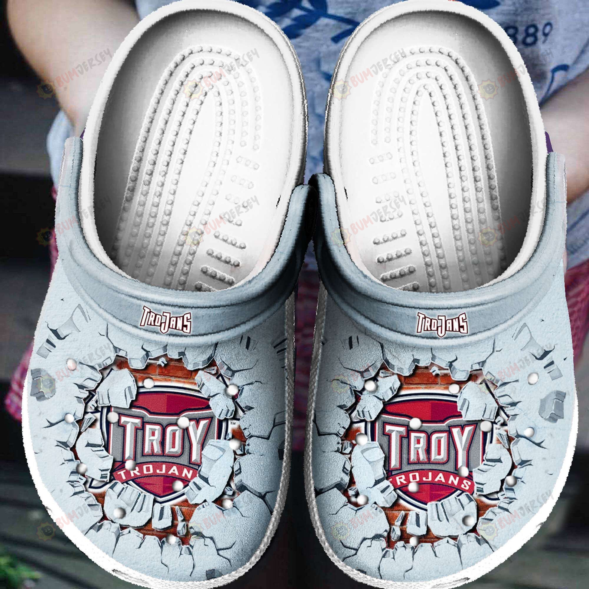 Troy Trojans Tide Broken Brick Crocs Crocband Clog Comfortable Water Shoes