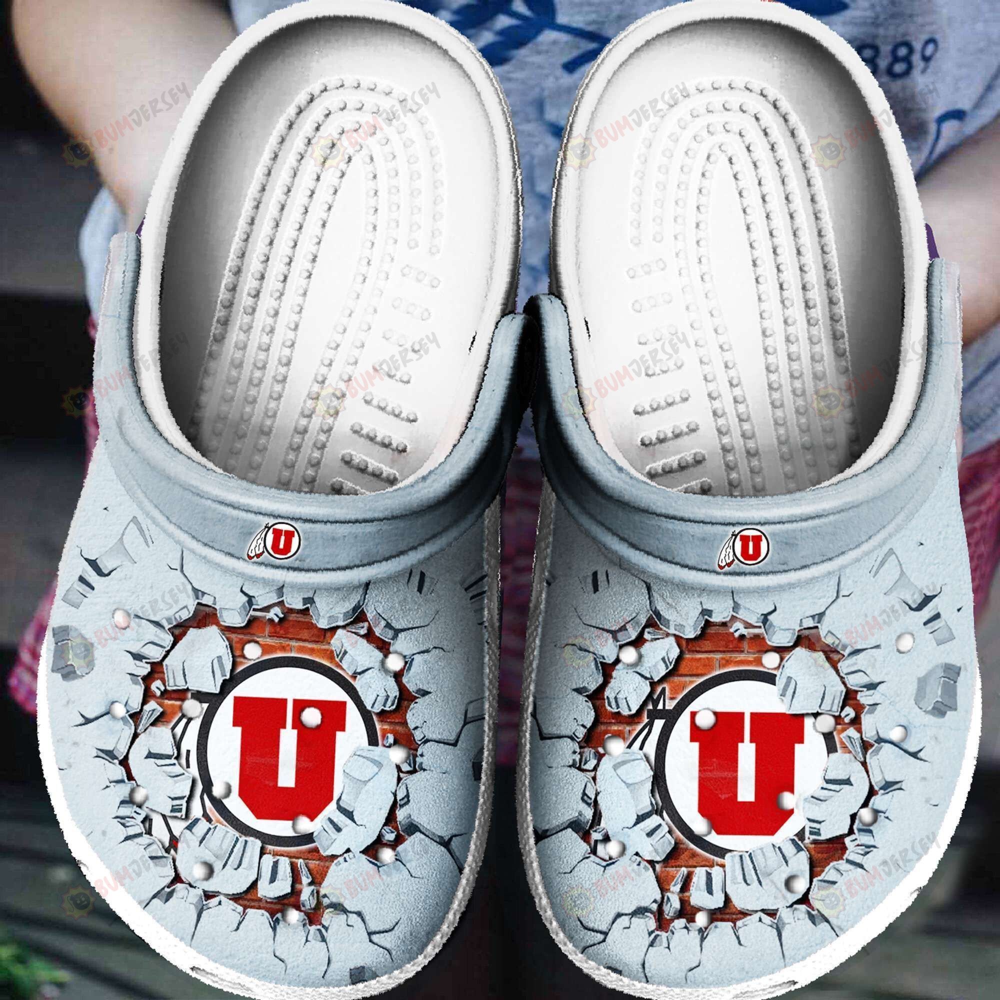 Utah Utes Broken Wall Crocs Crocband Clog Comfortable Water Shoes