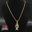 Jesus Name Fish Cross Stainless Steel Necklace