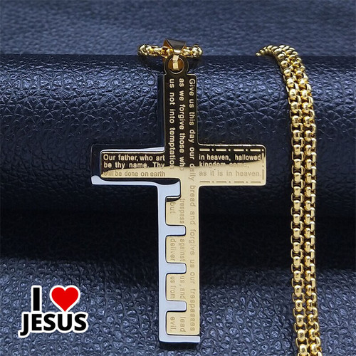 Christian Cross Stainless Steel Necklace for Men