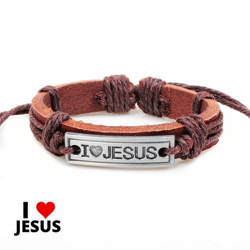I LOVE JESUS Vintage Leather Bracelet For Women & Man