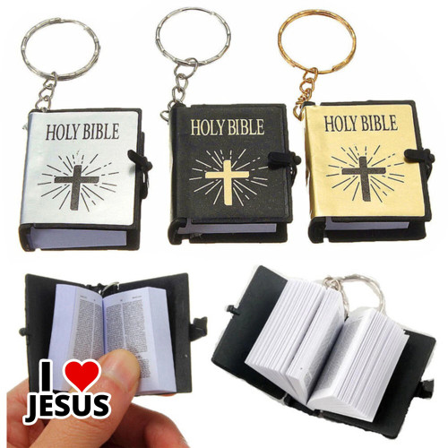 Real Paper Mini Holy Bible Keychain