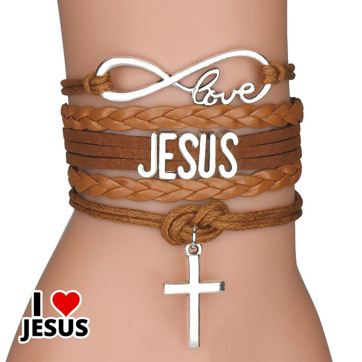 Jesus Loves Letter Multilayer Leather Bracelet