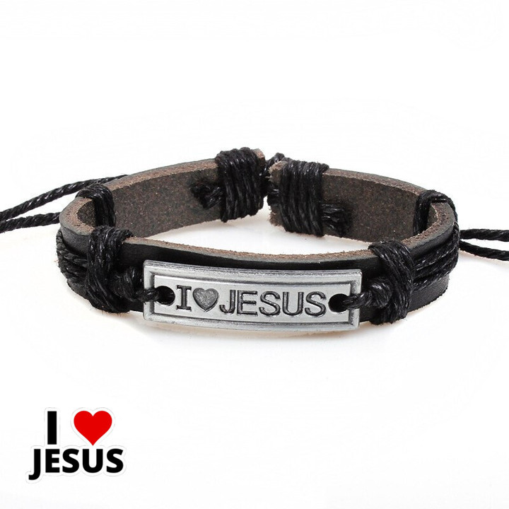 I LOVE JESUS Vintage Leather Bracelet For Women & Man