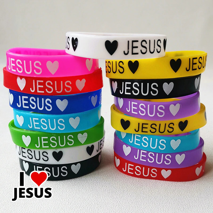 20PCS Jesus Loves You Silicone Bracelets