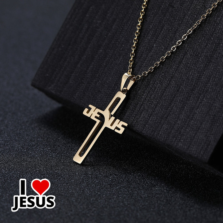 Jesus Name Cross Necklaces for Men & Women
