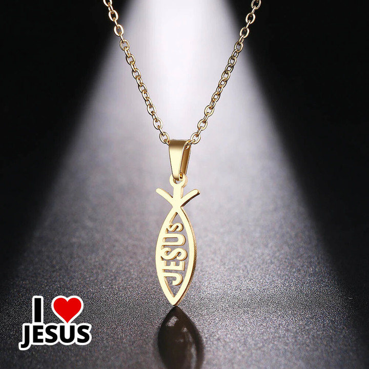 Jesus Name Fish Shape Necklace For Men & Women