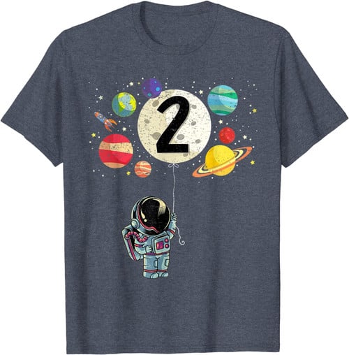 Vintage 2th Birthday Astronaut 2 Year Old Birthday T-Shirt