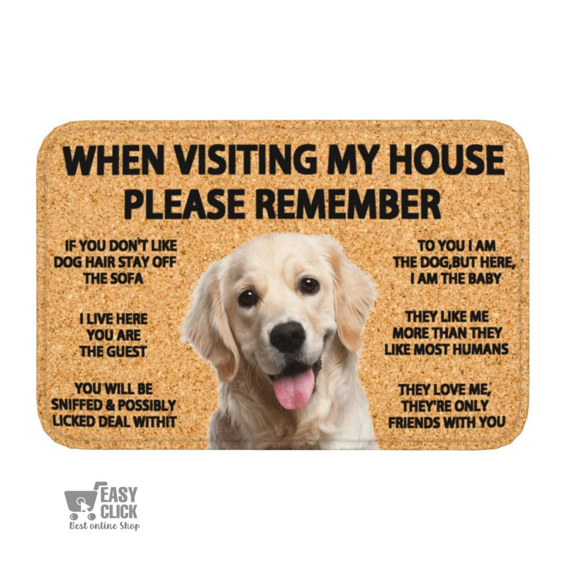 Golden Retriever Dogs House Rules Doormat - shop easily