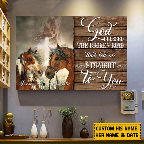 Tmarc Tee Personalized Horse Couple God Blessed The Broken Road D Landscape Canvas Poster Wall Art