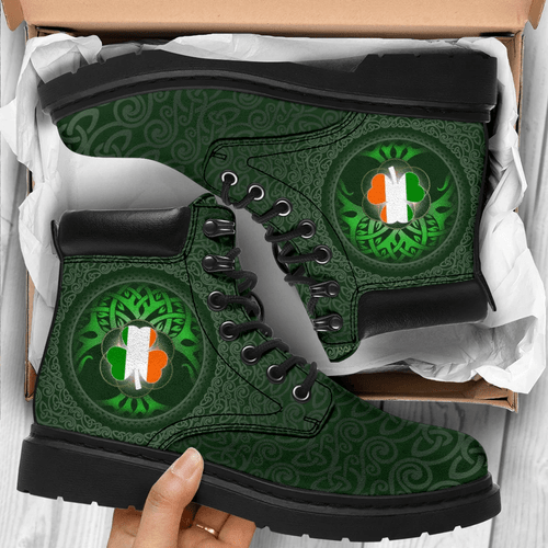 Tmarc Tee Premium 3D Celtic Ireland Flag Shamrock Boots MEI