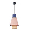This picture shows a nordic modern pink blue woven hanging lamp.