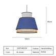 This picture shows a modern rattan blue gray hanging lamp in size 50cm.