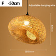 This picture shows a creative farmhouse hat bamboo pendant lamp in size 50cm.