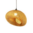 This picture shows a creative farmhouse hat bamboo pendant lamp.