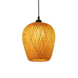This picture shows a farmhouse handmade woven bamboo pendant lamp.