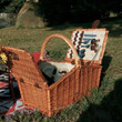 24 Pcs Large-Capacity Outdoor Rattan Picnic Basket with Cutlery and Cover Portable Picnic Supplies Set