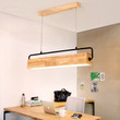Wooden Led Pendant Light Fixture Modern Metal Rod Hanging Lamp