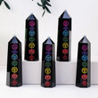 obsidian seven color chakra hexagonal energy crystal tower