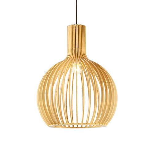Modern Wooden Birdcage Pendant Lamp Black White Hanging Light Fixtures