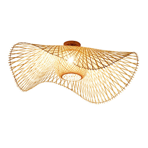 Zepboo Bamboo Handwoven Country Ceiling Lamp Bohemia Style Rattan Ceiling Light