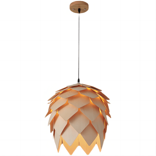Modern Art Wooden Pinecone Pendant Lights Hanging Wood Lamp