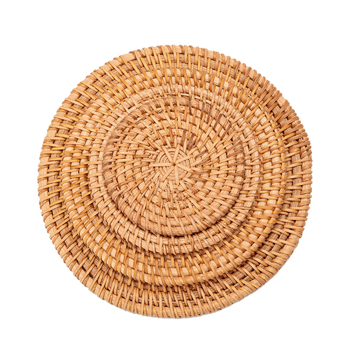 Cup Mat Round Natural Rattan Pad Hand Woven Placemats Table Padding