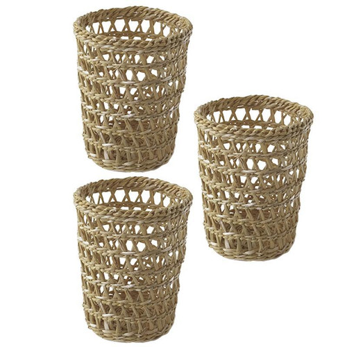 3Pcs Heat Resistant Hand Woven Drink Cup Holder Straw Woven Cup Holders