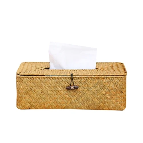 Rattan Tissue Box Cover Rectangular Napkin Case Woven Napkin Paper Container