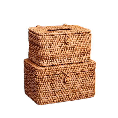 Hand Woven Tissue Box Rattan Woven Multi-Functional Napkin Boxes Storage Boxes
