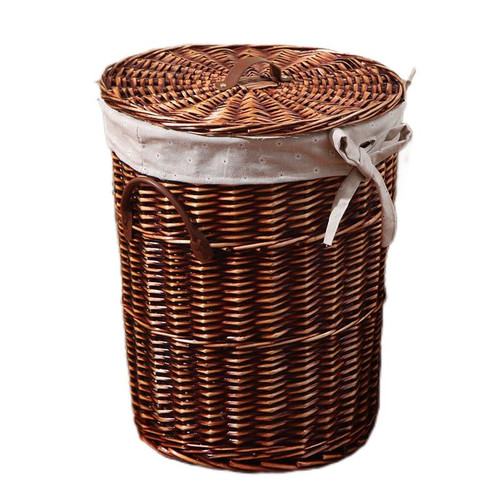 Flower Laundry Bucket Hand Woven Rattan Storage Baskets Clothes Sundries