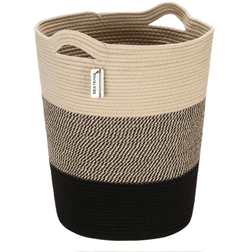 Weaving Basket Large Cotton Rope Basket with Handle Toy Dirty Clothes Basket