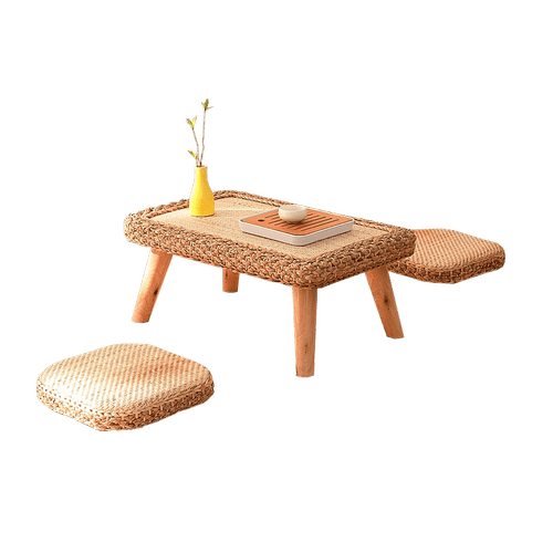 Rattan Coffee Table Minimalist Floor Small Side Table Wood Tatami Tea Table